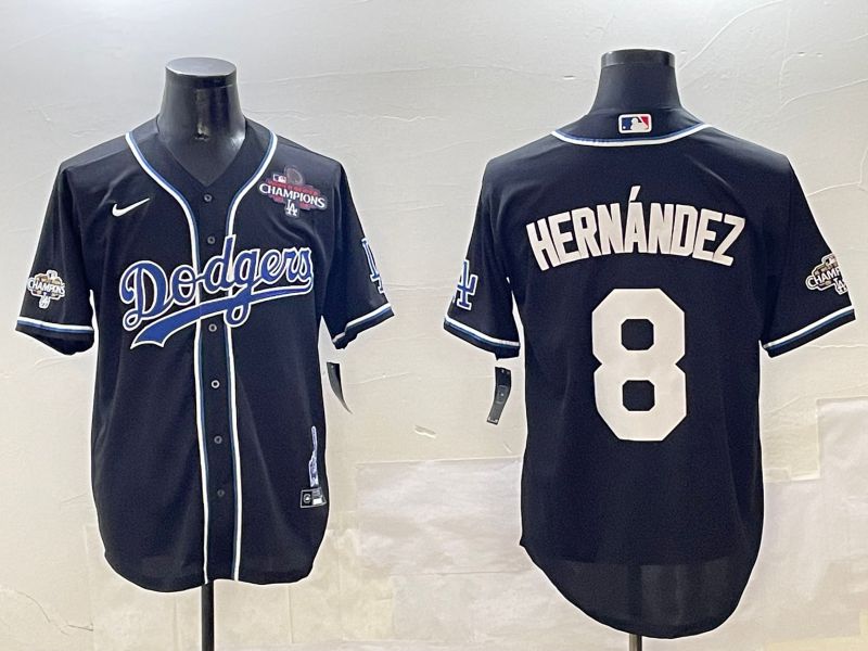 Men Los Angeles Dodgers #8 Hernandez Black Fashion Game 2025 Nike MLB Jersey style 30611